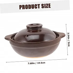 Керамическая кастрюля для супа Toyvian малая с крышкой термостойкая с боковыми ручками для дома и кейтеринга synthetic.ua - Фото 1