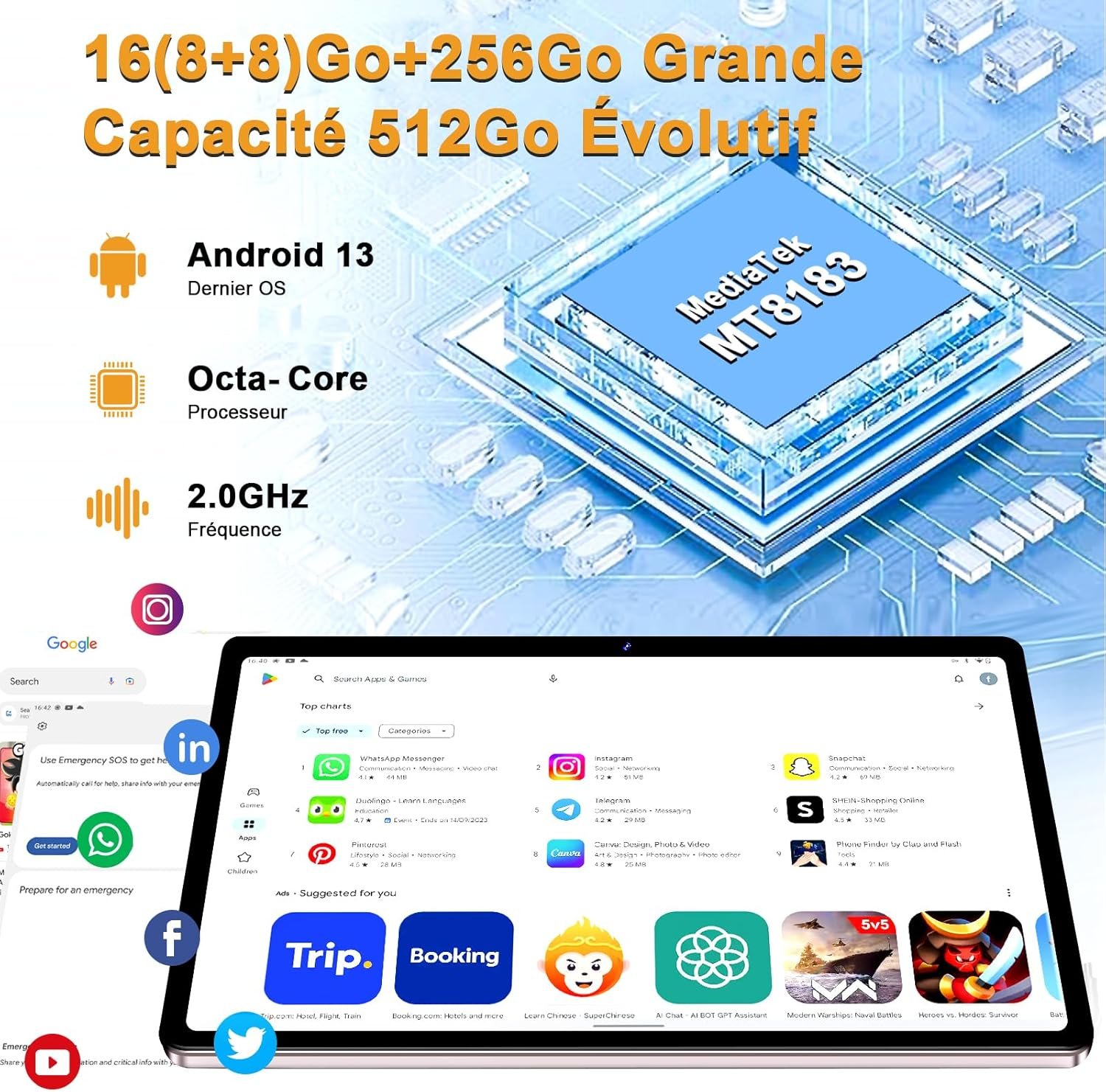 Планшет 11" WUXGA+ Aoswei X800 8+8/256Gb 8 ядер Android 13 8600 mAh Pink, фото №7