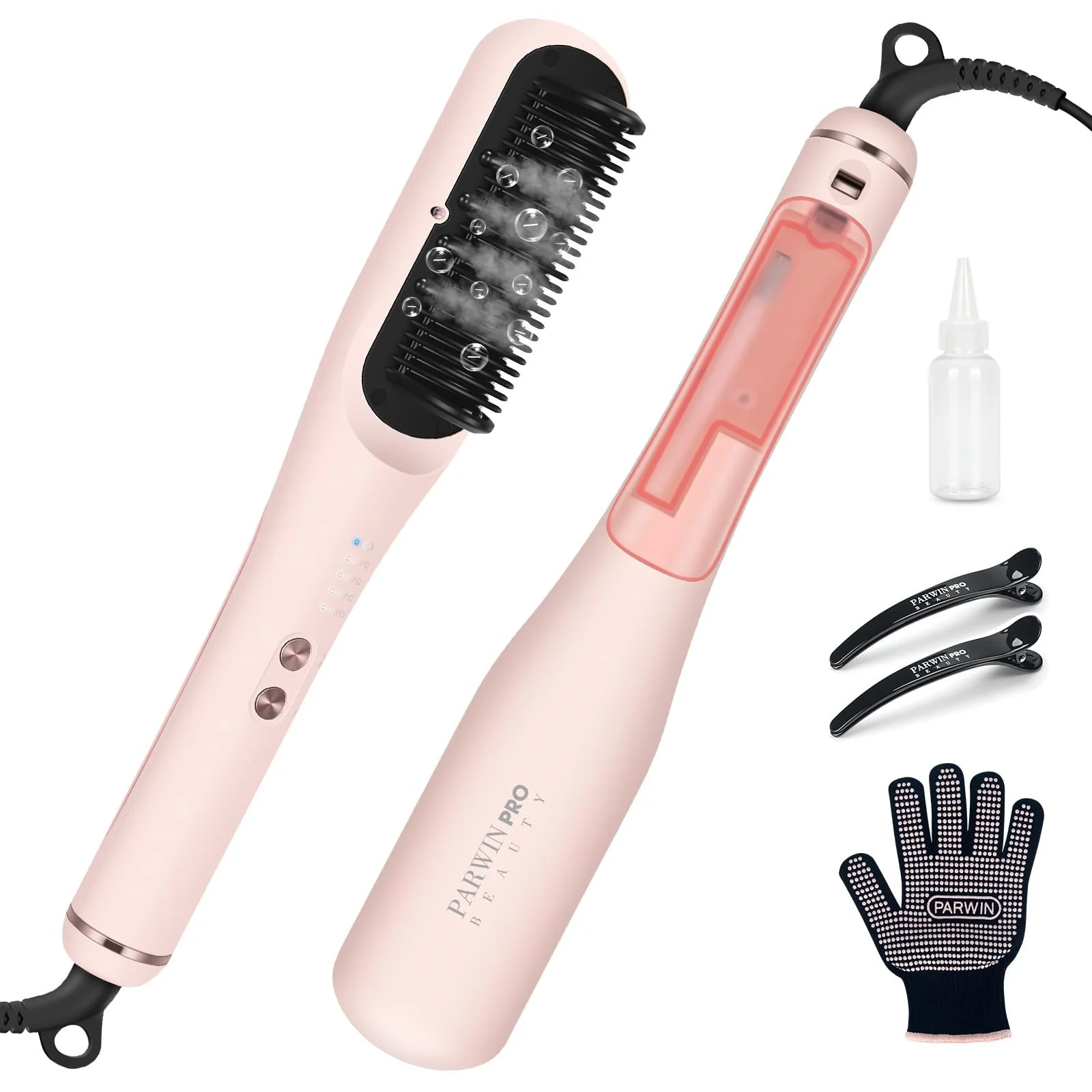 Паровая щетка-выпрямитель PARWIN PRO BEAUTY Pro Steam 3-в-1 LED Pink, фото №1 Паровая щетка-выпрямитель PARWIN PRO BEAUTY Pro Steam 3-в-1 LED Pink, фото №1