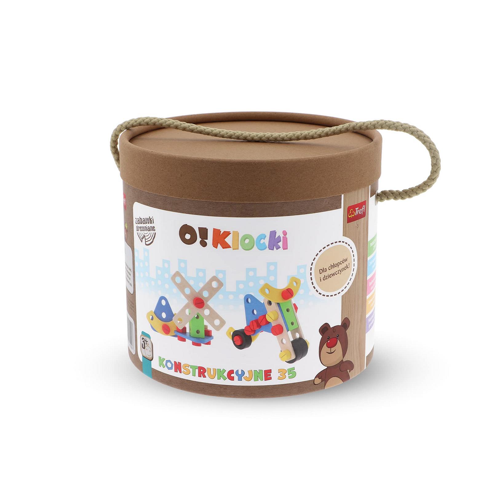 Конструктор Trefl O!Construction набір 35 шт. натуральна деревина, фото №1