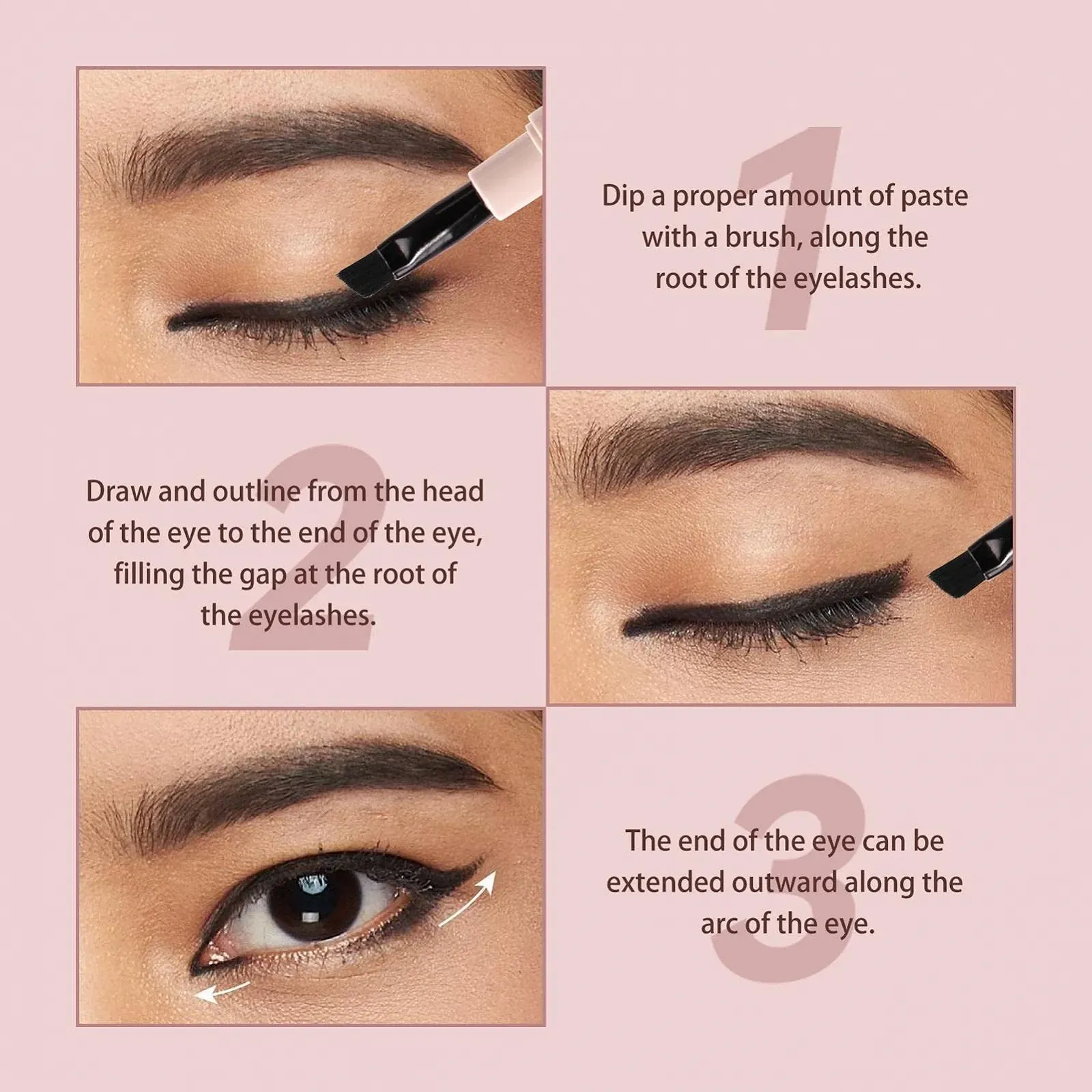 Підводка для очей Teksome, водостійка, що не розмазується, рідка, з кутовою щіточкою, довготривала, для природного макіяжу, фото №6