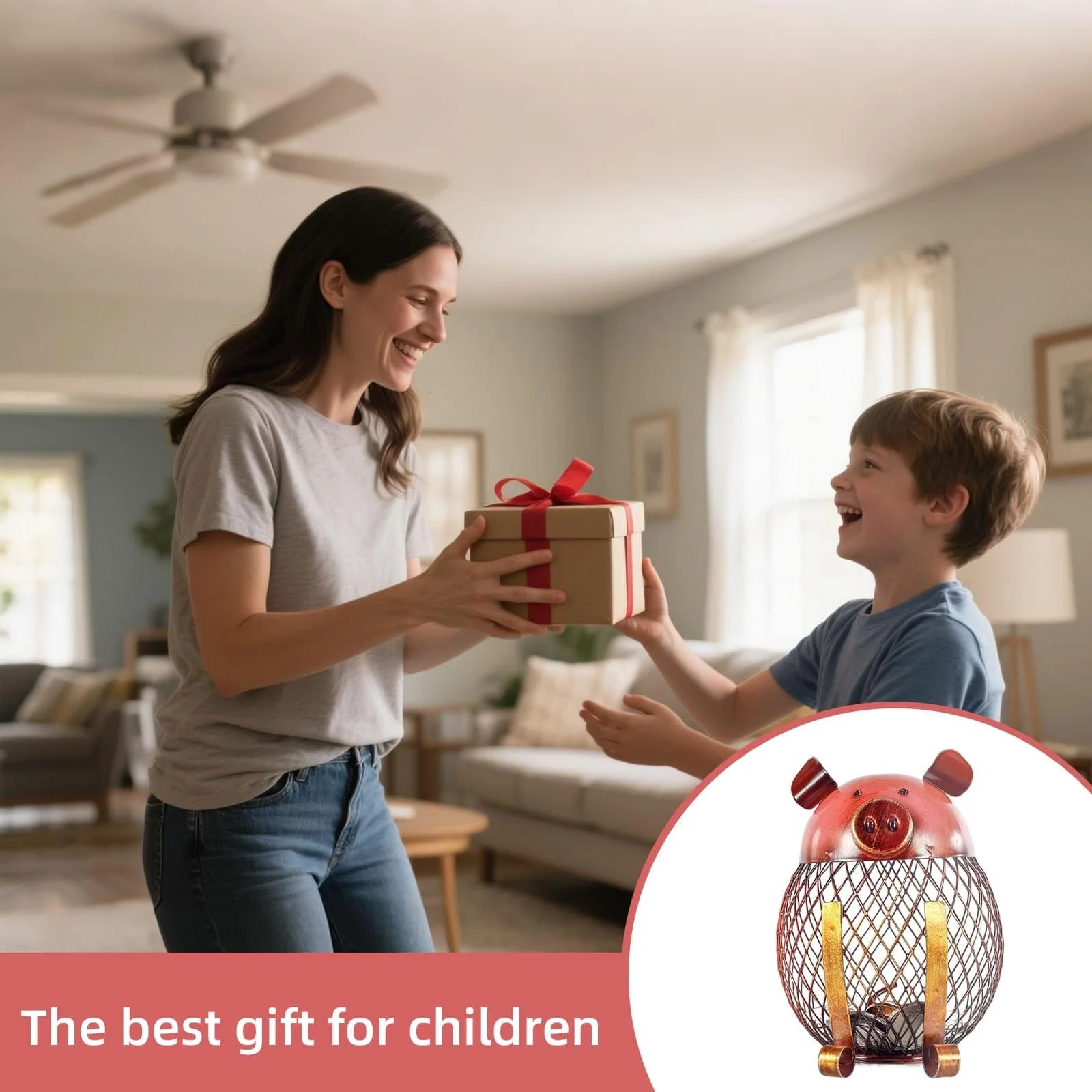 Скарбничка Vintage ретро залізна небитка цегляно-червона, фото №8