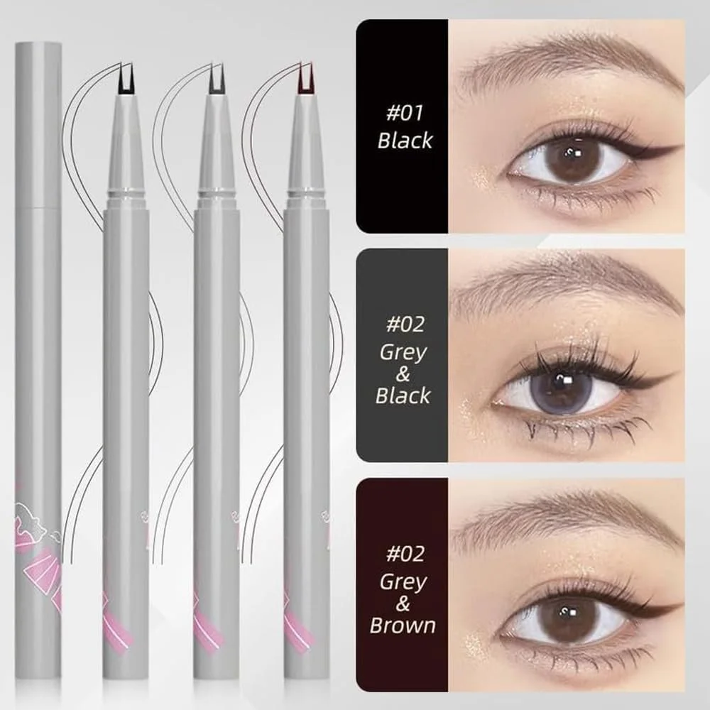 Підводка для нижніх вій з подвійним кінчиком 3D, водостійка, з 2 кінчиками Сіро-коричневий, фото №2 Підводка для нижніх вій з подвійним кінчиком 3D, водостійка, з 2 кінчиками Сіро-коричневий, фото №2