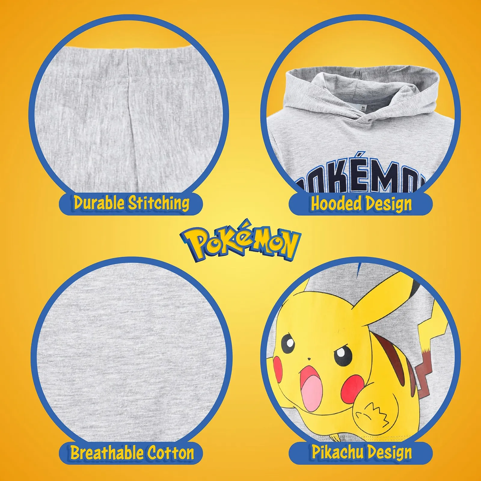 Худи Pokemon для мальчиков, классический свитшот, мягкий текстильный пуловер для мальчиков, размеры от 4 до 12 лет, фото №5