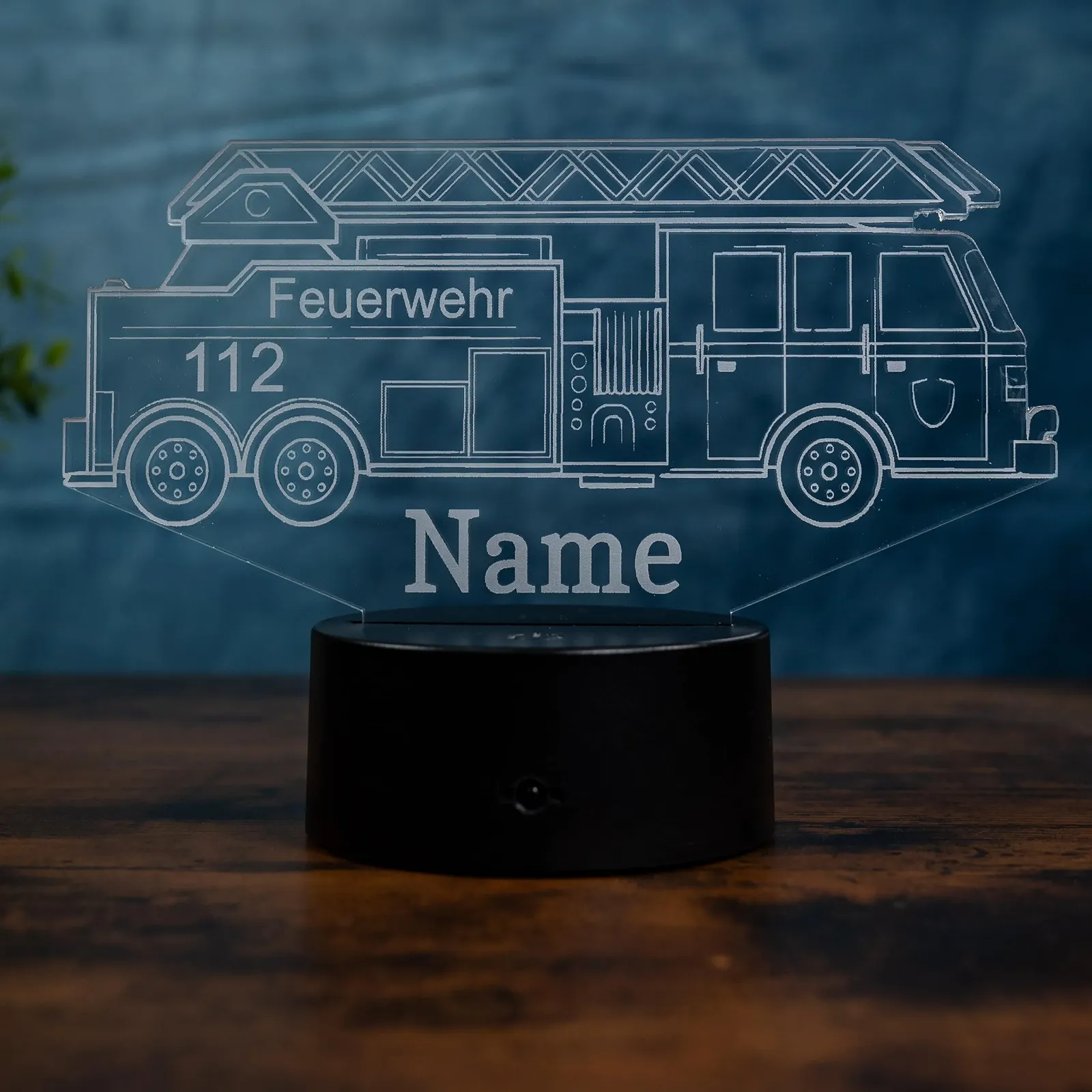 Настольная лампа Пожарная машина LED Персонализированная Ночник с именем и гравировкой 16 цветов, фото №7