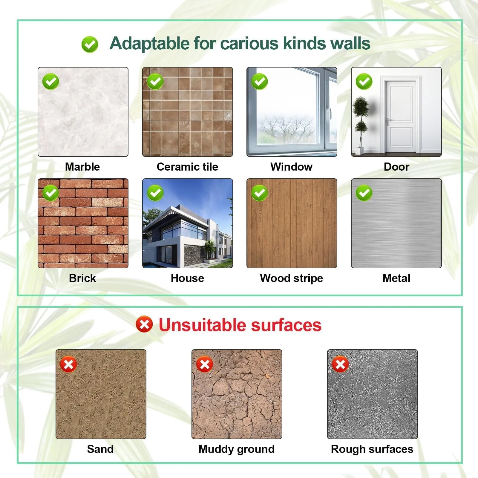 Наклейка на стіну Plants Tropical Leaves 30 x 90 см 2 шт. Зелена, фото №5