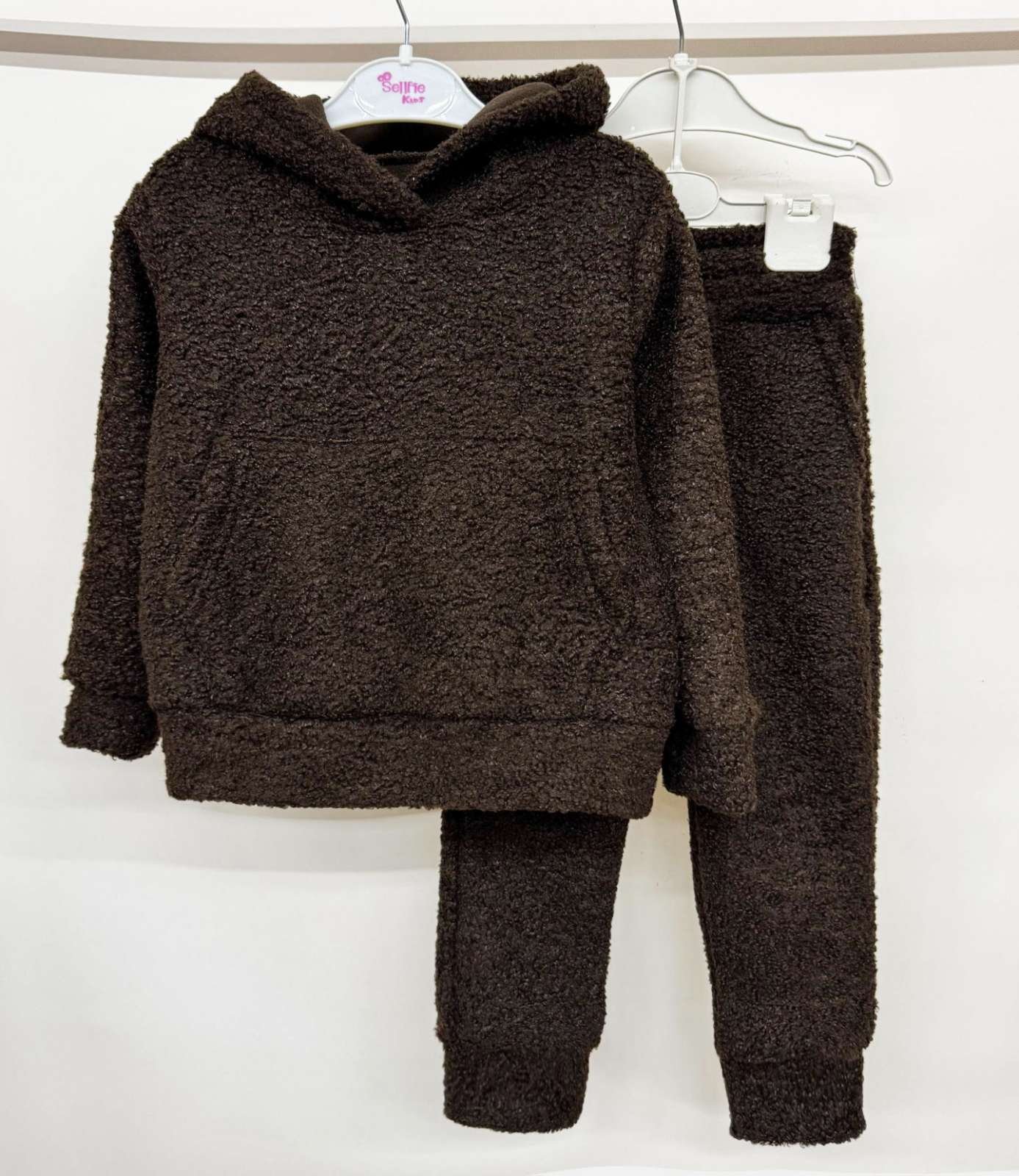 Тёплый детский костюм Тедди от 98 до 158 см | джемпер с капюшоном + штаны костюм барашка, фото №3
