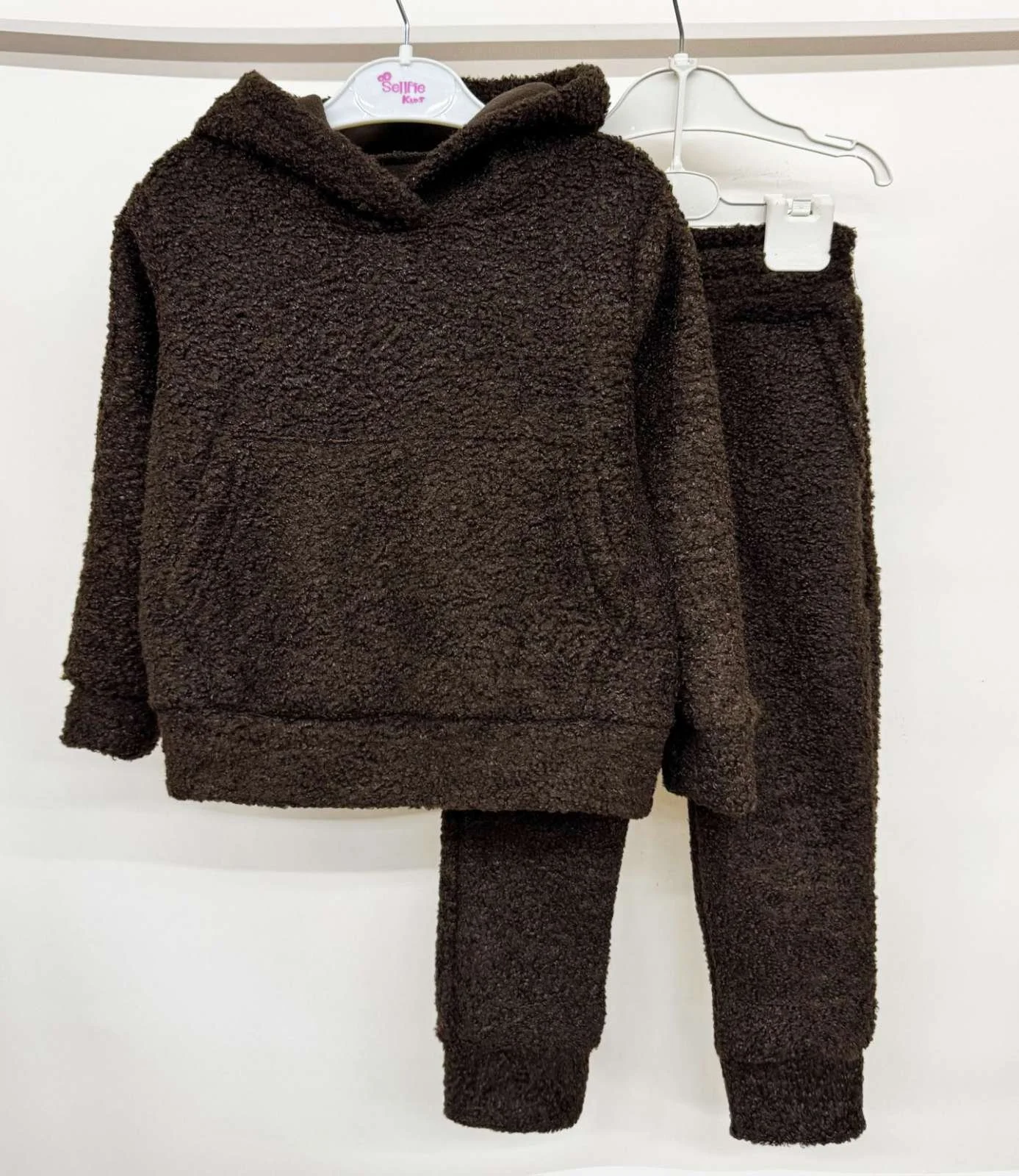Теплий дитячий костюм тедді від 98 до 158 см | джемпер з капюшоном + штани костюм барашка, фото №3