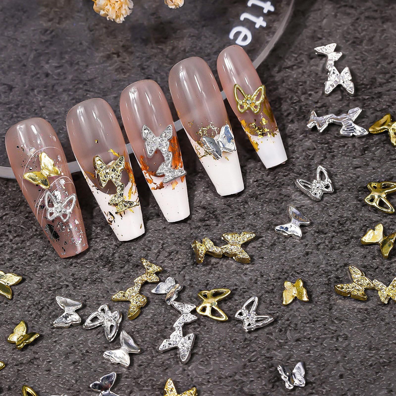 Метелики 80 шт, Золотисті Сріблясті, фото №5