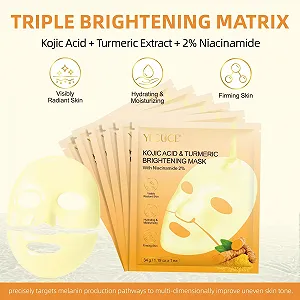 Маска Коллагеновая Kojic & Turmeric Brightening с коллагеном и 2% ниацинамидом для улучшения тусклости и эластичности, против морщин, для стимуляции коллагена 35.19 г x 6 штук synthetic.ua - Фото 1