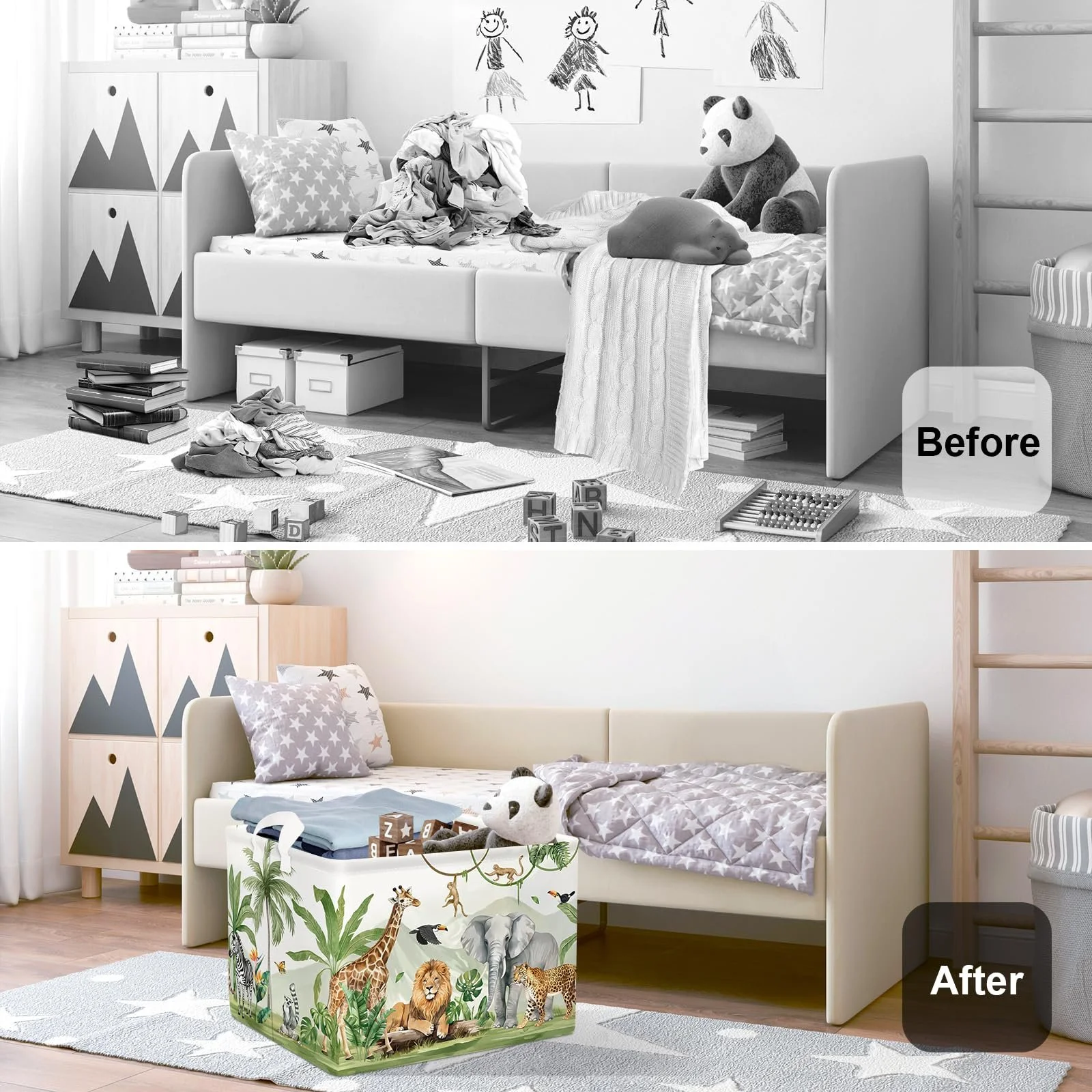 Корзина HUUMONSS Safari Animals Детская для игрушек Складная для мальчиков и девочек 36 л, фото №2 Корзина HUUMONSS Safari Animals Детская для игрушек Складная для мальчиков и девочек 36 л, фото №2