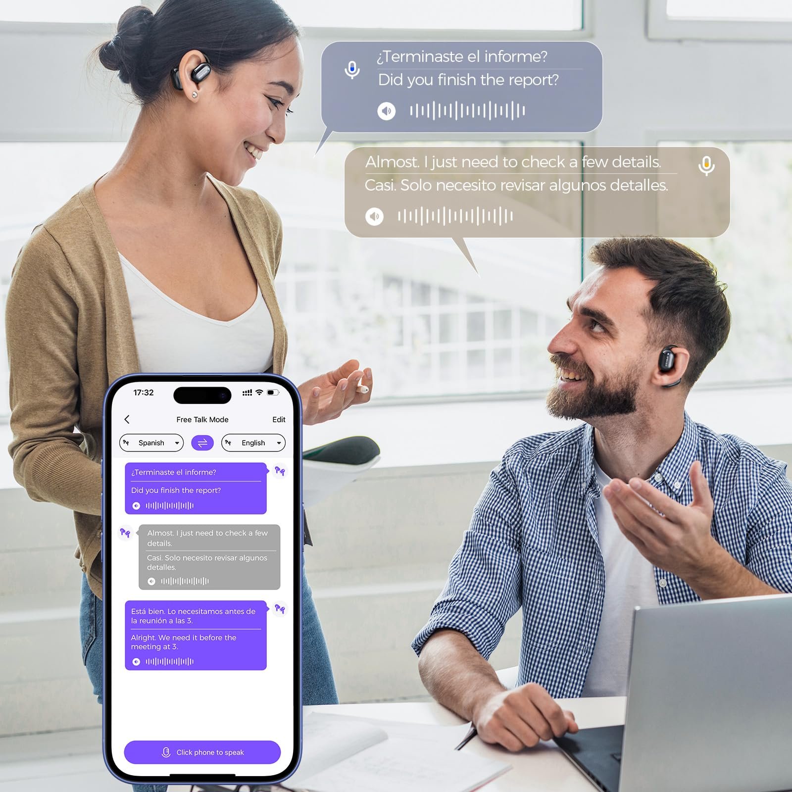 Наушники-переводчики Ki, 3-в-1 для перевода в реальном времени, 135 языков, фото №6