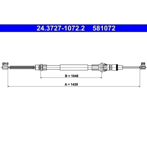 Трос стоянкового гальма ATE 24.3727-1072.2 для NISSAN OPEL RENAULT VAUXHALL, фото №1