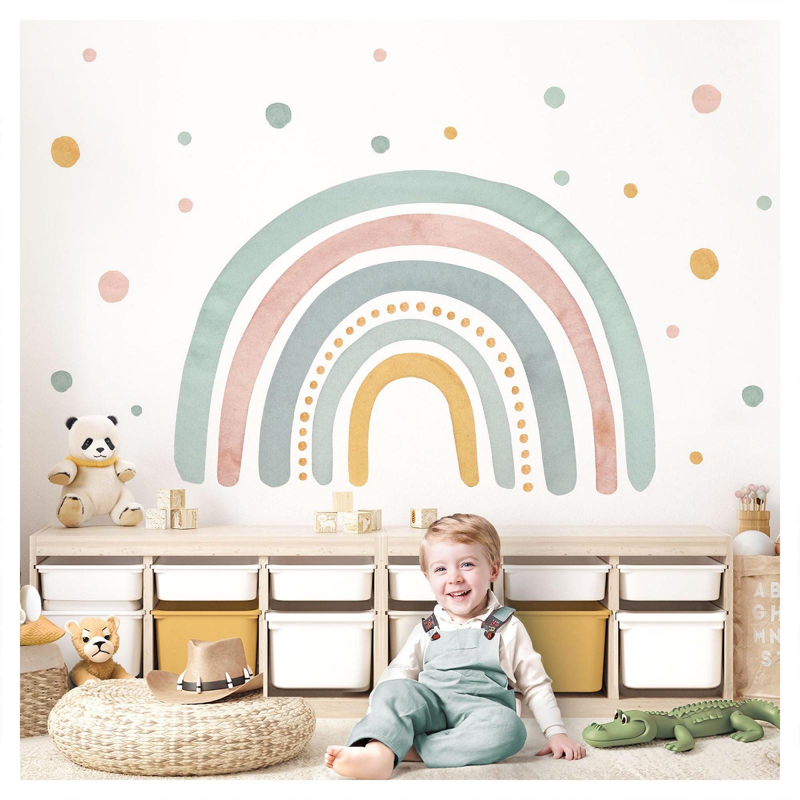 Наклейка на стену Little Deco DL5005 L Радуга Мятно-желто-красная, фото №1