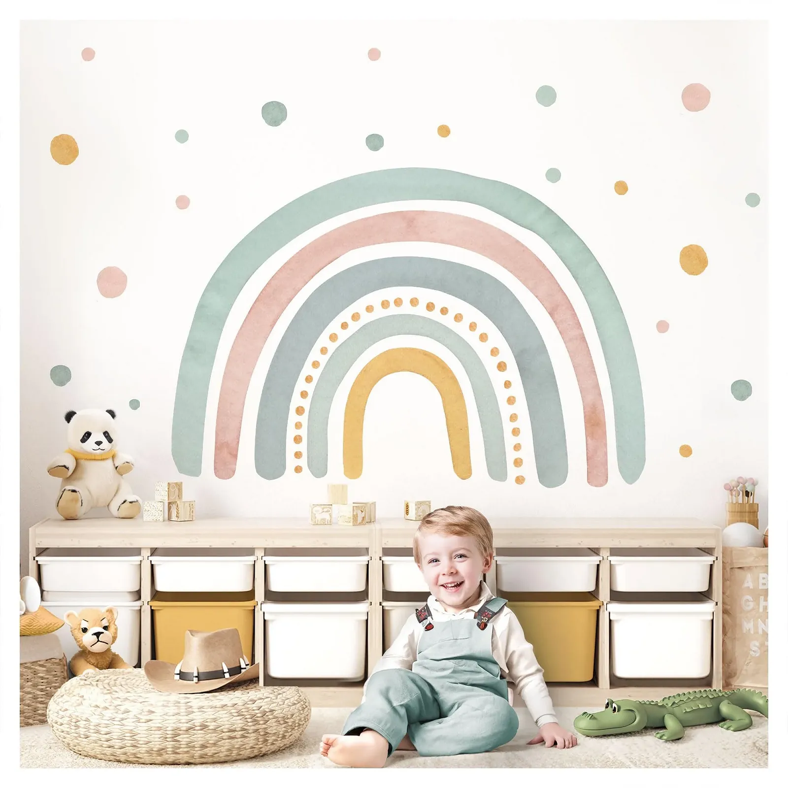 Наклейка на стену Little Deco DL5005 L Радуга Мятно-желто-красная, фото №1