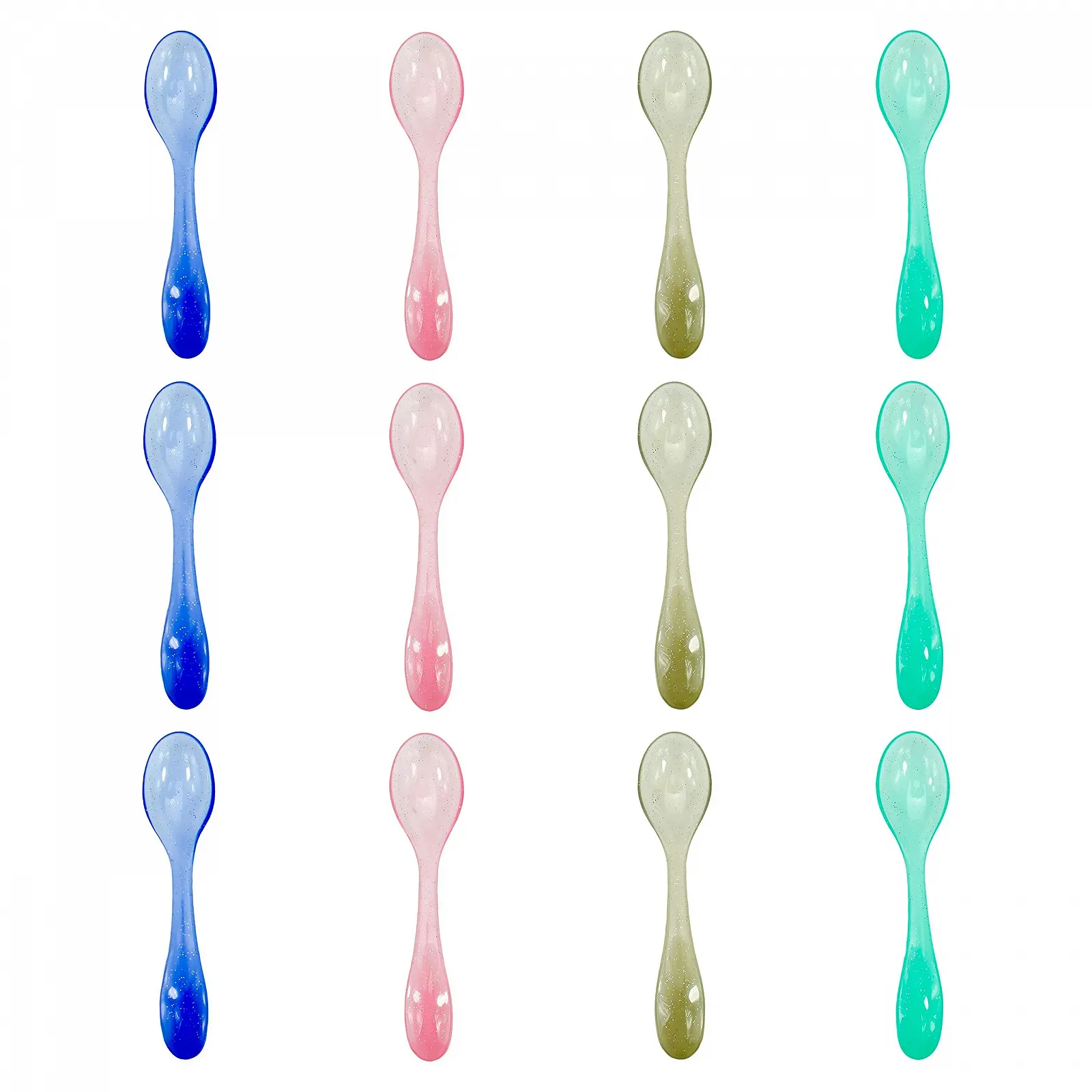 Ложки Пластикові Helmecke & Hoffmann Glitter Effect Маленькі, 12 шт., багаторазові, для морозива, для йогурту, фото №1 Ложки Пластикові Helmecke & Hoffmann Glitter Effect Маленькі, 12 шт., багаторазові, для морозива, для йогурту, фото №1