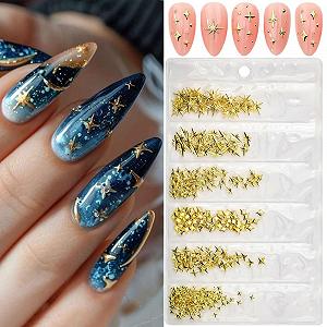 Набор украшений для ногтей 400 шт. Звезды Луна Металлические заклепки Стразы Звезды Луна Аксессуары для ногтей synthetic.ua - Фото 1