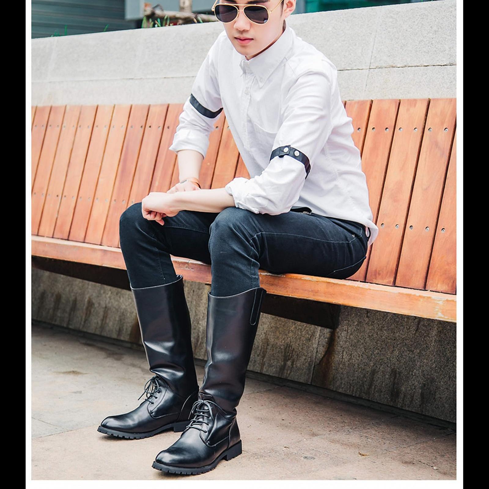 Чоботи лицарські ANUFER, чоловічі, під коліно, з гострим носком, з мікрофібрової шкіри, на блискавці ззаду, фото №7