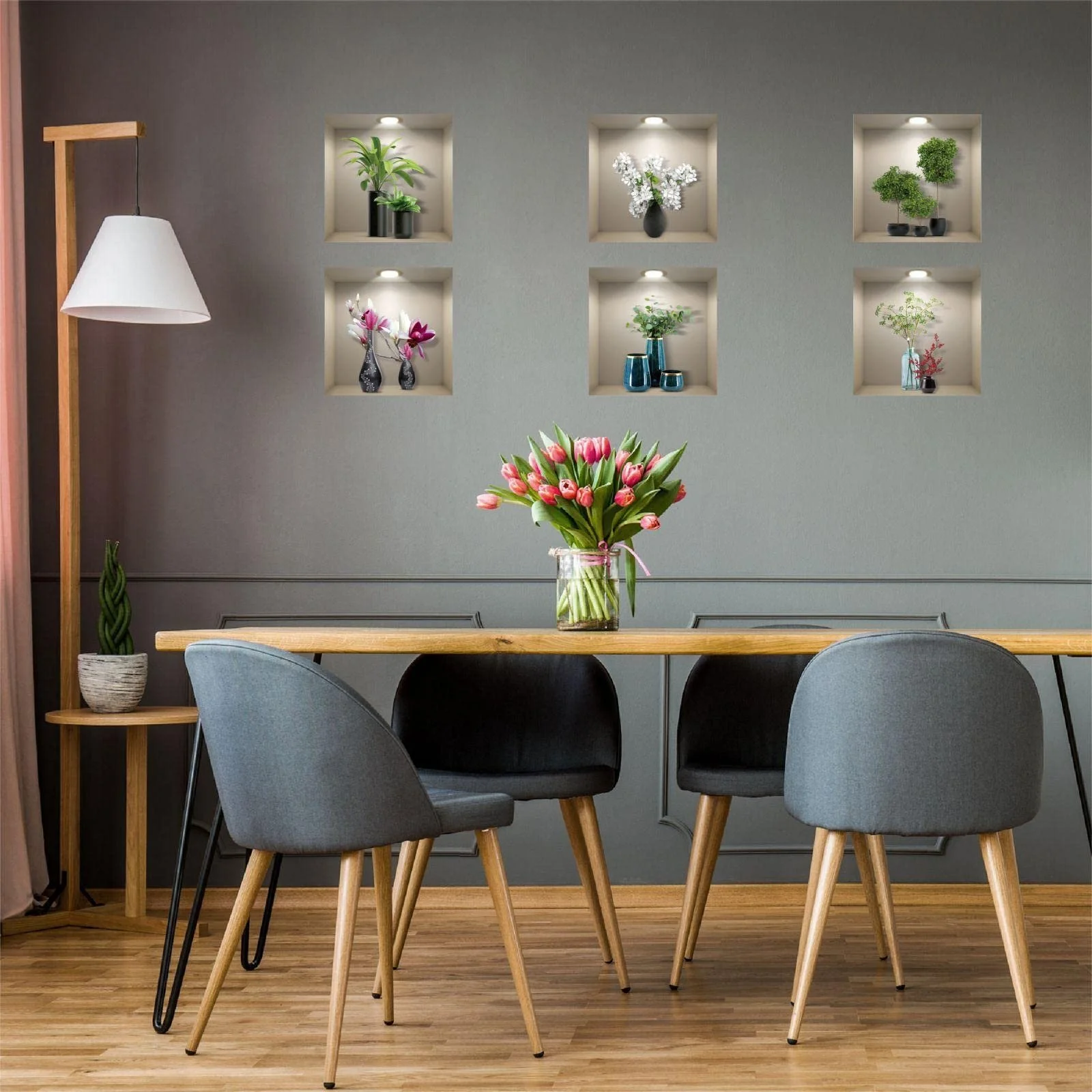 Наклейки на стіну 3D-ефект Ваза Квіти Зелені рослини Бонсай (6 шт.) Зелений, фото №3 Наклейки на стіну 3D-ефект Ваза Квіти Зелені рослини Бонсай (6 шт.) Зелений, фото №3