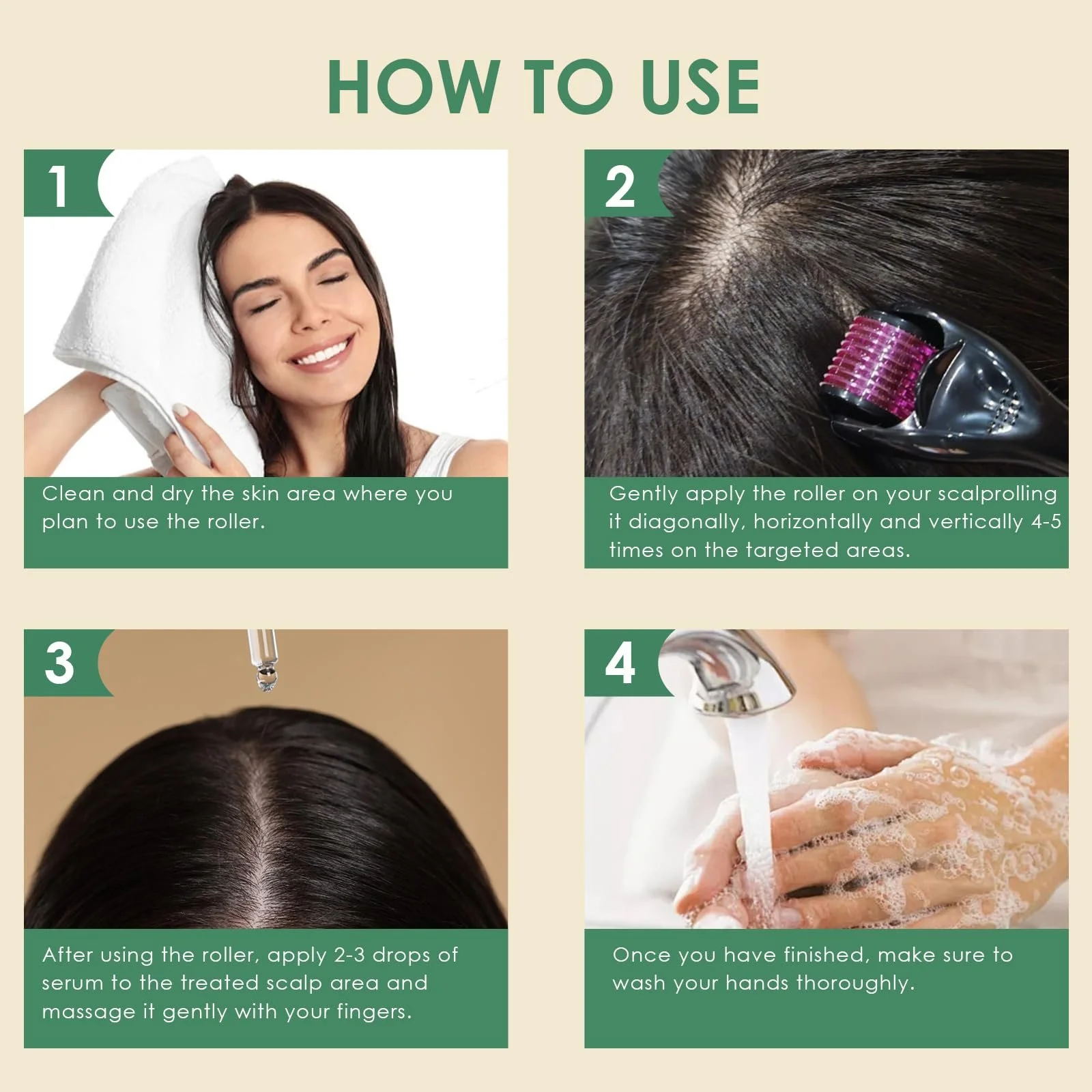 Сироватка для росту волосся 60 мл для чоловіків і жінок, з ролером 0,5 мм, Засіб для догляду за волоссям, фото №6