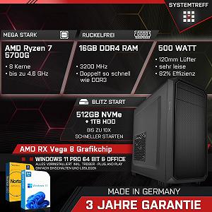 Комплектний ПК SYSTEMTREFF Office AMD Ryzen 7 5700G 8x4.6GHz AMD Radeon RX Vega 8 4K 512GB M.2 NVMe + 1TB HDD 16GB DDR4 RAM Тихий Настільний Пакетний Комп'ютер для Офісу Бізнесу Мультимедіа synthetic.ua - Фото 1