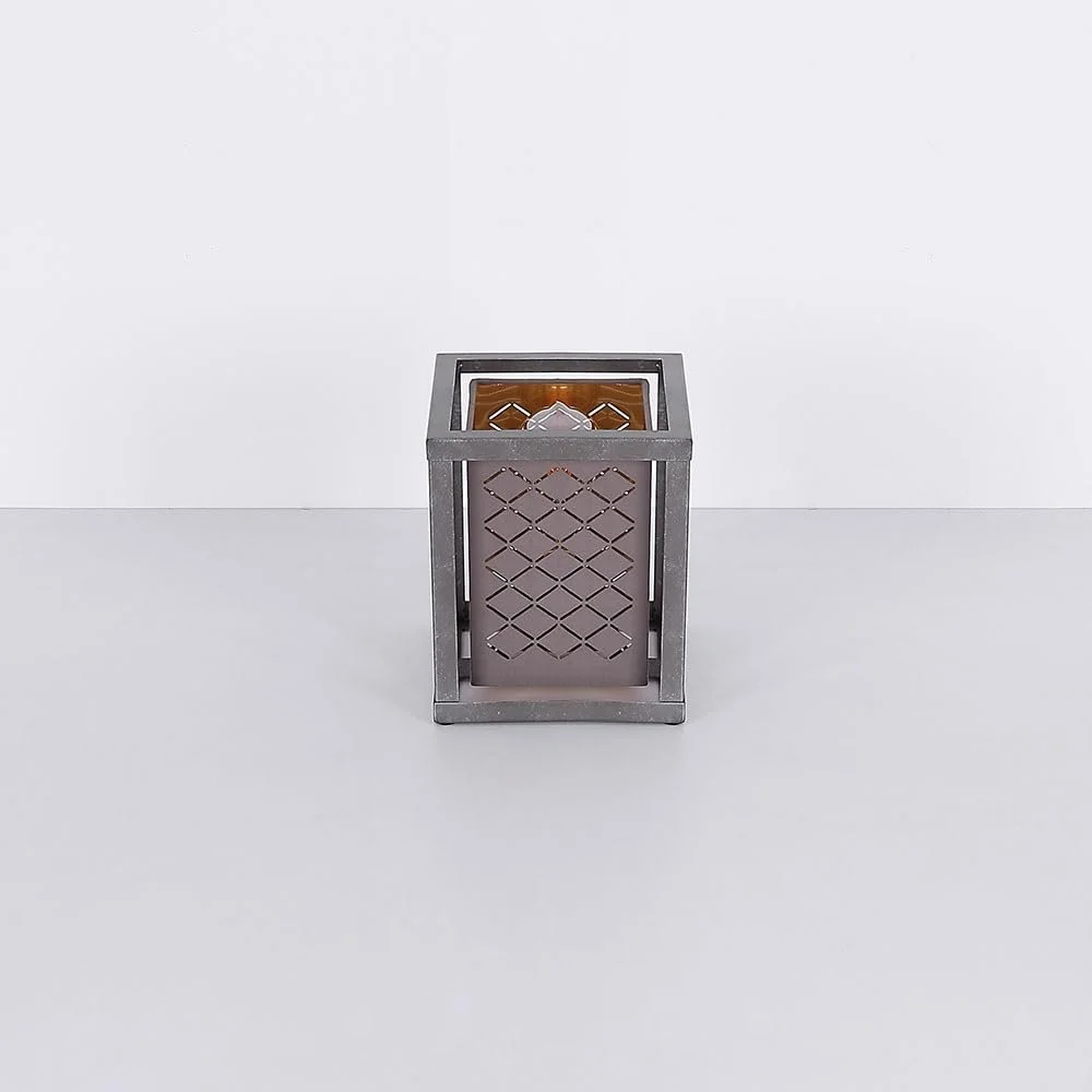 Настольная лампа Декоративная с вырезами Квадратная Высота 22 см Античный серый, фото №8