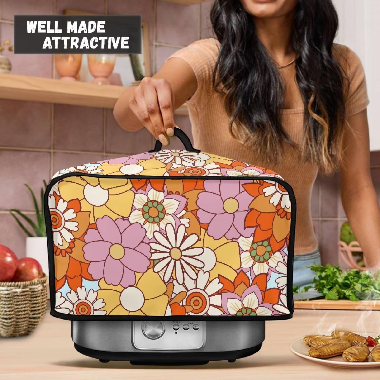 Чохол ZIATUBLES Hippie Flower Print Slow Cooker Квітковий принт Мішок для повільноварки Плямастійкий, фото №4