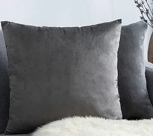 Декоративная наволочка из бархата 45×45 см – Серая - Фото 1