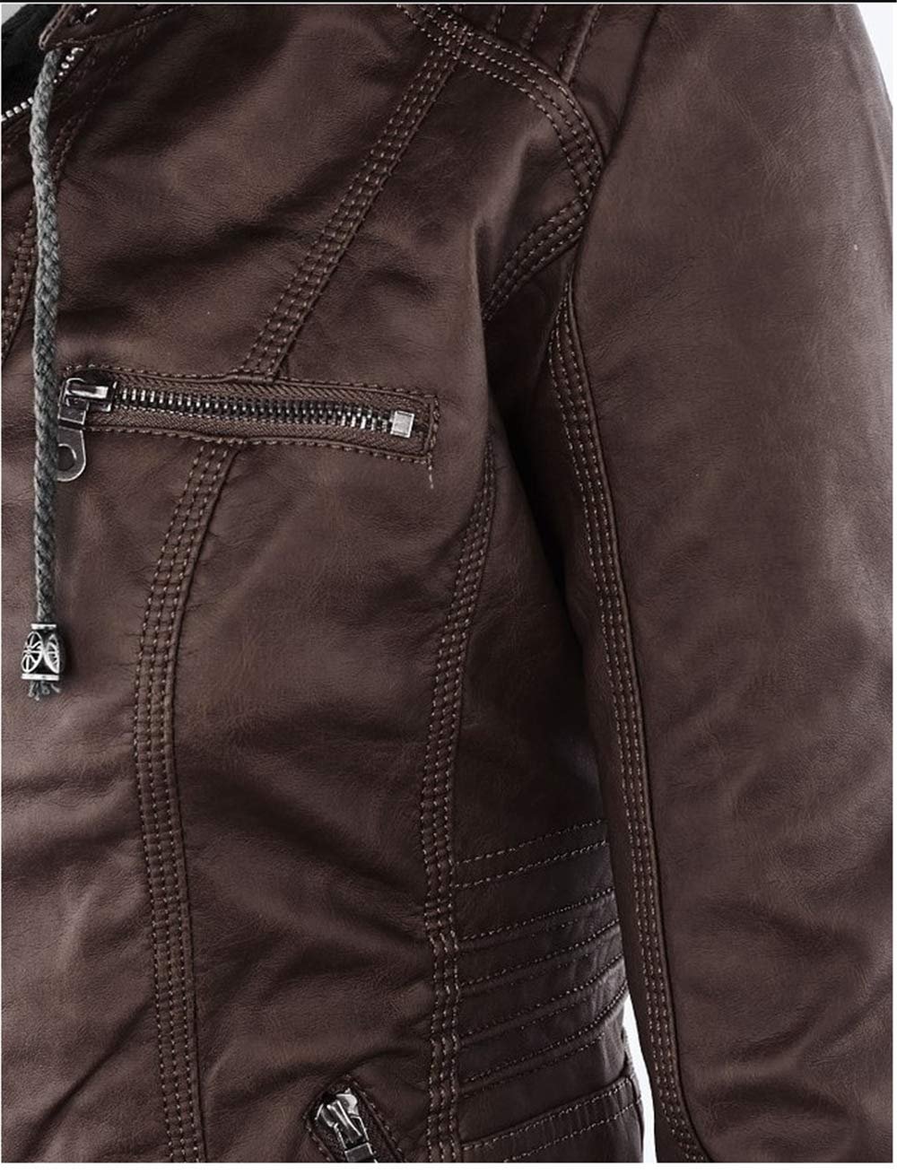 Кожаная Куртка carmonoudi 2018 Женская с Молнией, фото №4