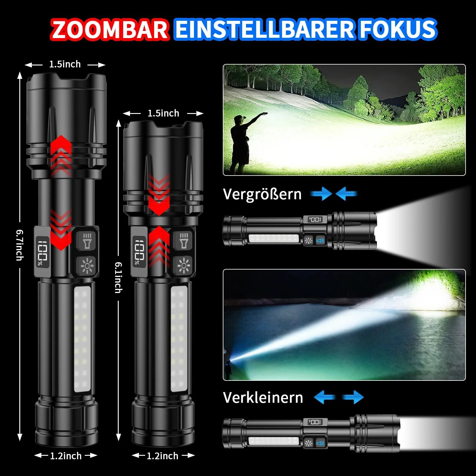 Фонарь Shadowhawk LED Перезаряжаемый с LCD Дисплеем & COB Боковым Светом, 7 Режимов XHM90.2 500,000 Люмен LED, Экстремально Яркий, Портативный Тактический Фонарь, Мощный Фонарик для Кемпинга на Открытом Воздухе, фото №6 Фонарь Shadowhawk LED Перезаряжаемый с LCD Дисплеем & COB Боковым Светом, 7 Режимов XHM90.2 500,000 Люмен LED, Экстремально Яркий, Портативный Тактический Фонарь, Мощный Фонарик для Кемпинга на Открытом Воздухе, фото №6