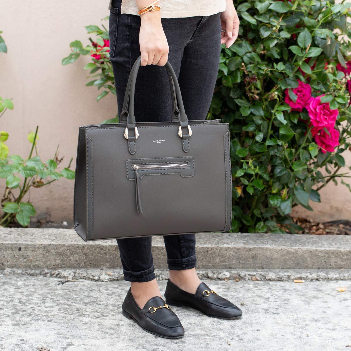 Сумка-тоут David Jones большая, женская, серая, фото №2