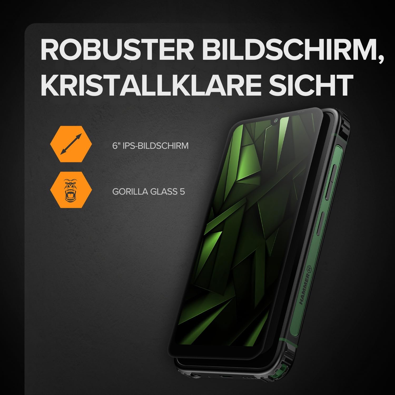 Захищений мобільний телефон Hammer Ranger 4G 6+8GB/128GB 6 дюймів IP69 5000mAh Dual SIM eSIM NFC Чорний, фото №7