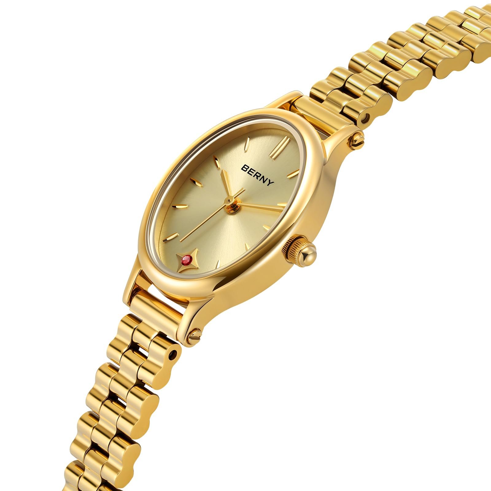 Часы Berny Кварцевые Винтажные Ovaluhr Золотой, фото №2