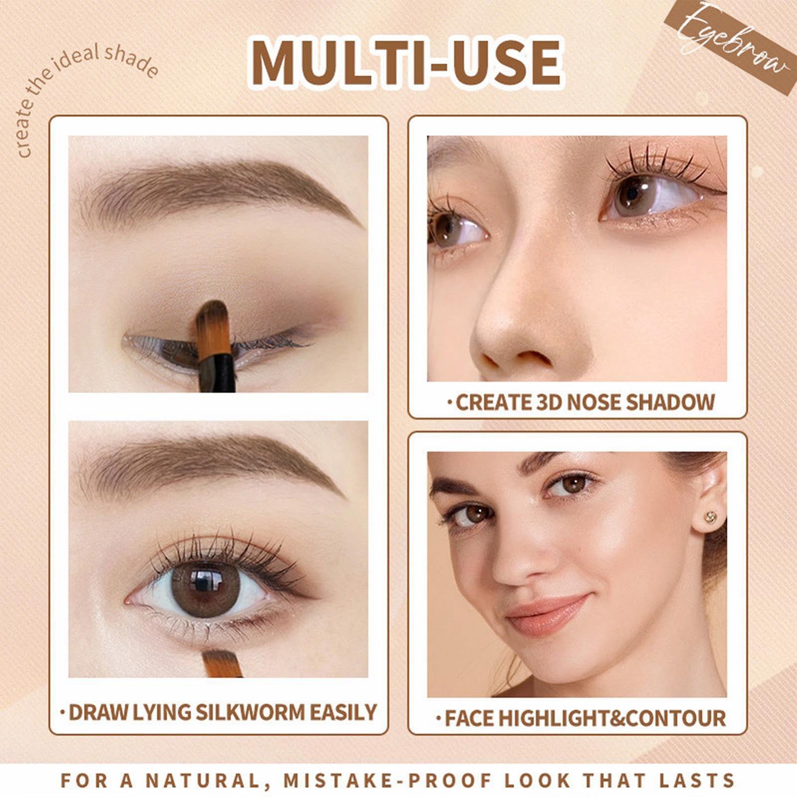 Пудра для брів 3 кольори з пензлем водостійка і стійка до змазування для лінії росту волосся, фото №6 Пудра для брів 3 кольори з пензлем водостійка і стійка до змазування для лінії росту волосся, фото №6