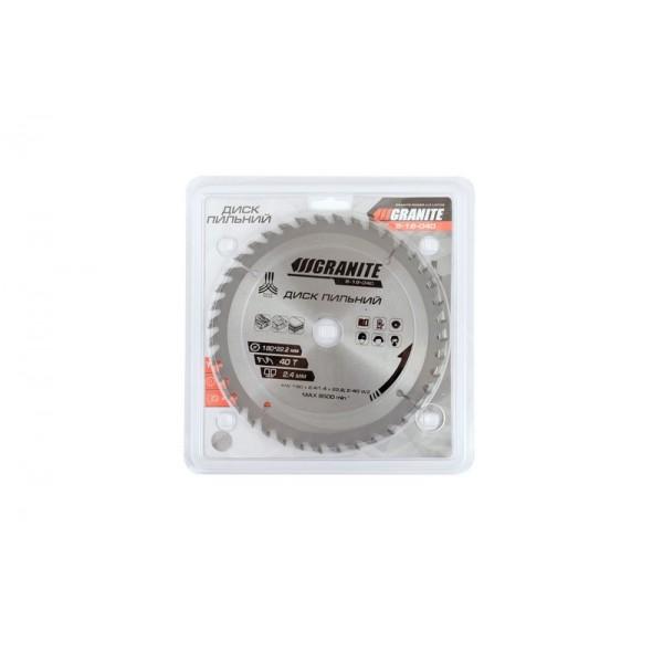 Диск пильный GRANITE GM для дерева с твердосплавными напайками 180*22,2*40Т, адаптер 22,2-20, 8500 об/м 5-18-040, фото №2