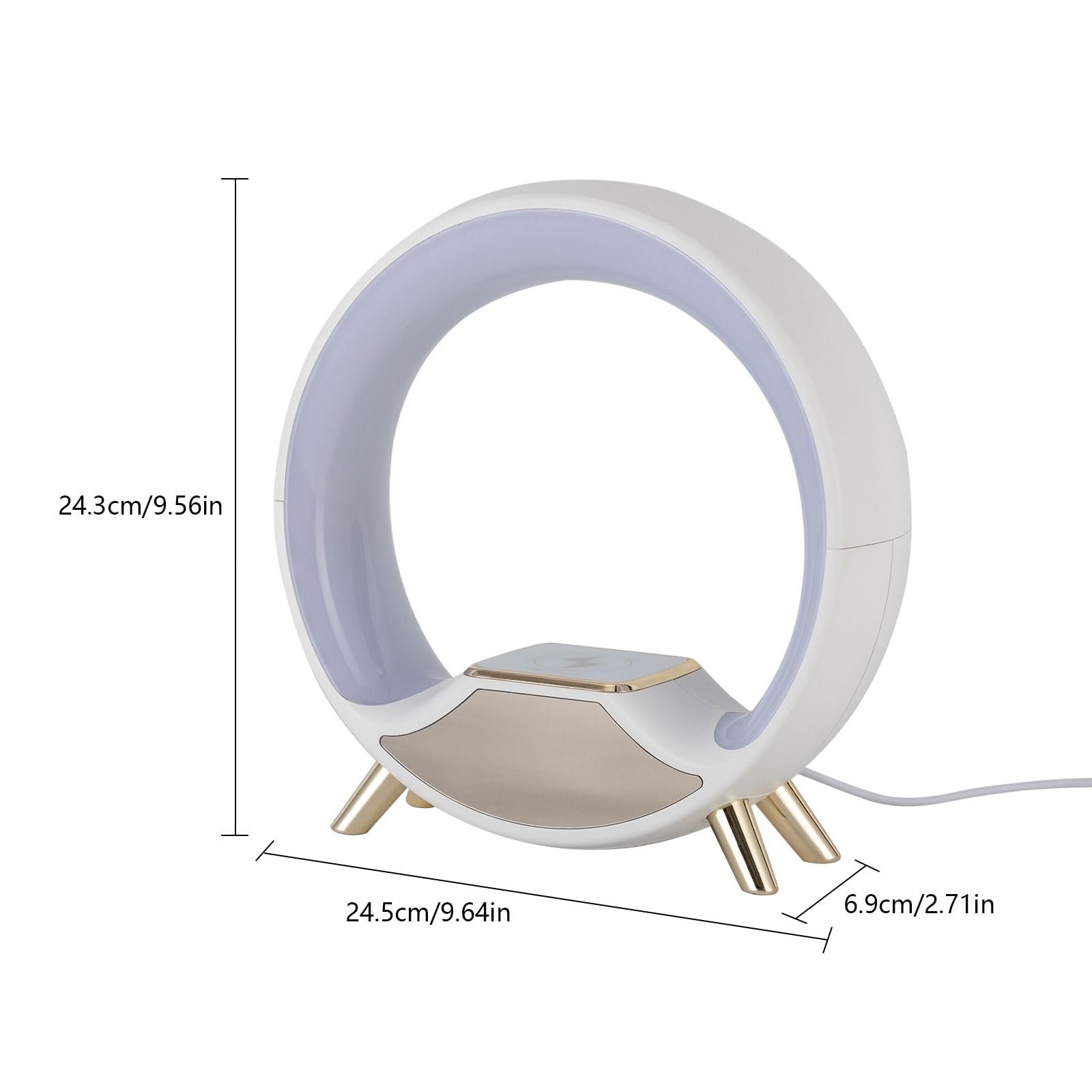 Настільна лампа нічна USB з бездротовою швидкою зарядкою 15W таймером та зміною кольорів Біла, фото №7