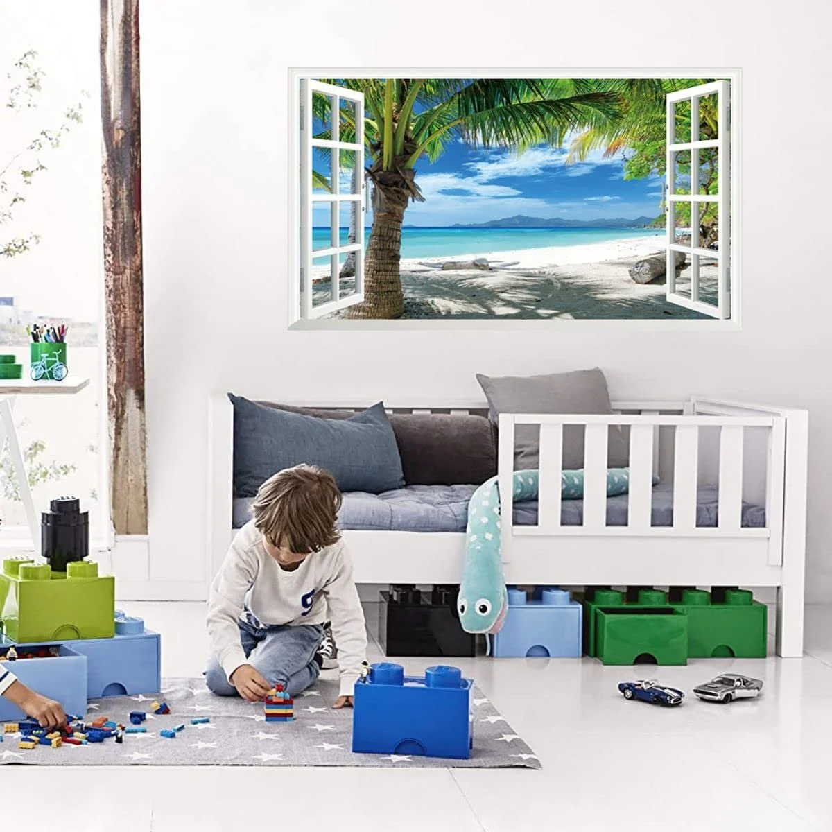 Наклейки на стіну Морський пляж Природа Пейзаж 3D ефект XXL 1000 мм x 600 мм 2 шт., фото №5