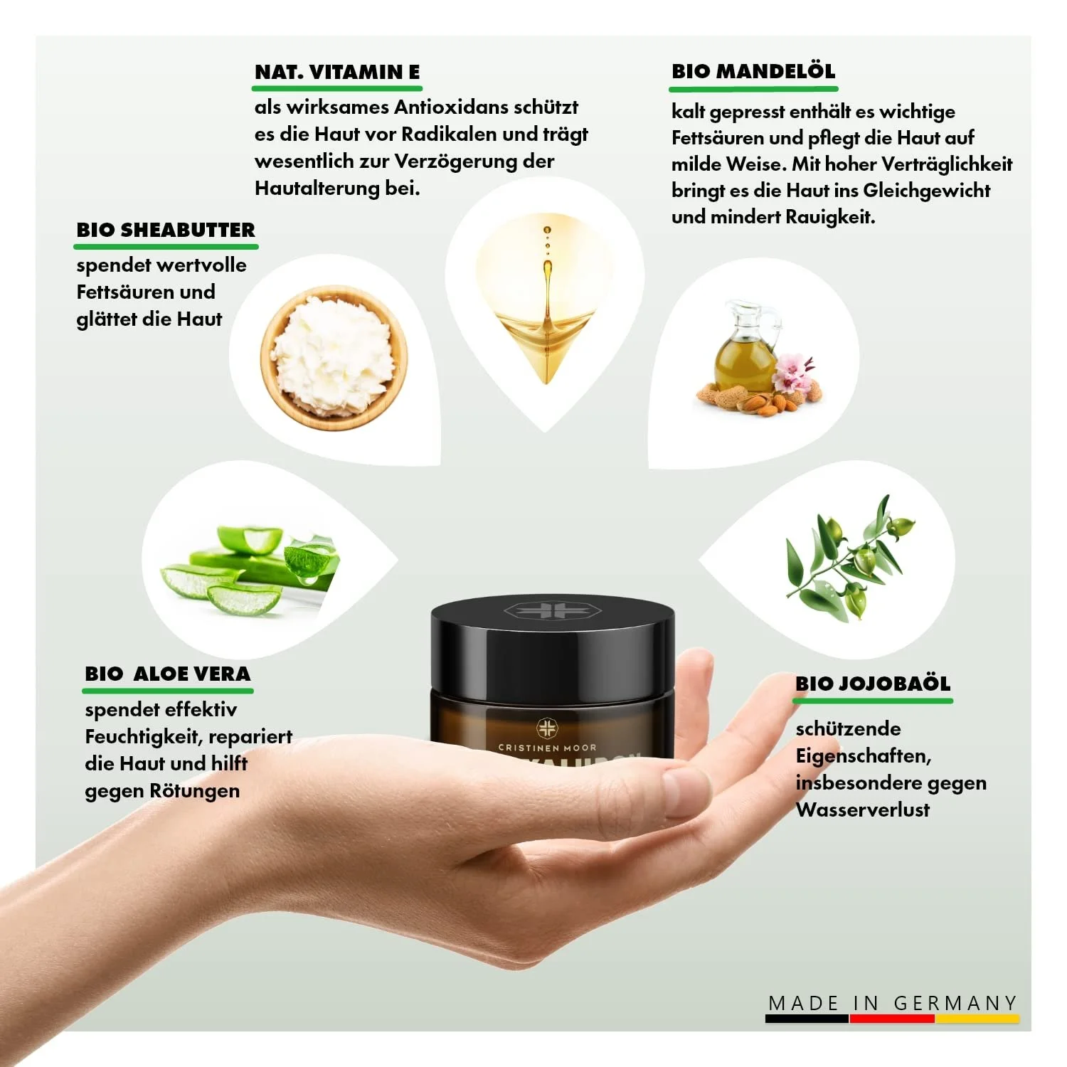 Денний крем Cristinen Moor Organic Hyaluronic Cream з низькомолекулярною гіалуроновою кислотою та церамідами, 100% органічний, фото №2 Денний крем Cristinen Moor Organic Hyaluronic Cream з низькомолекулярною гіалуроновою кислотою та церамідами, 100% органічний, фото №2