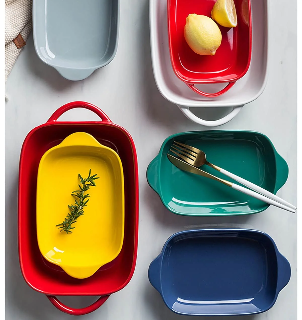 Форма для запікання керамічна прямокутна з ручками Мала Unique Color, фото №5