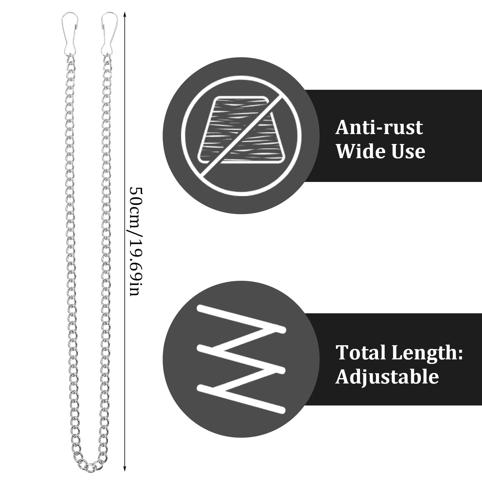 Ланцюжки для підвісних кошиків Набір 6 шт. 50 см металеві Сріблясті, фото №2