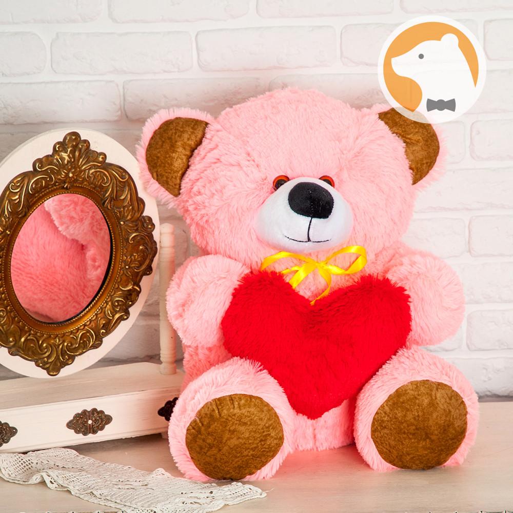 Плюшевый мишка Томми с сердцем 70 см розовый, фото №4