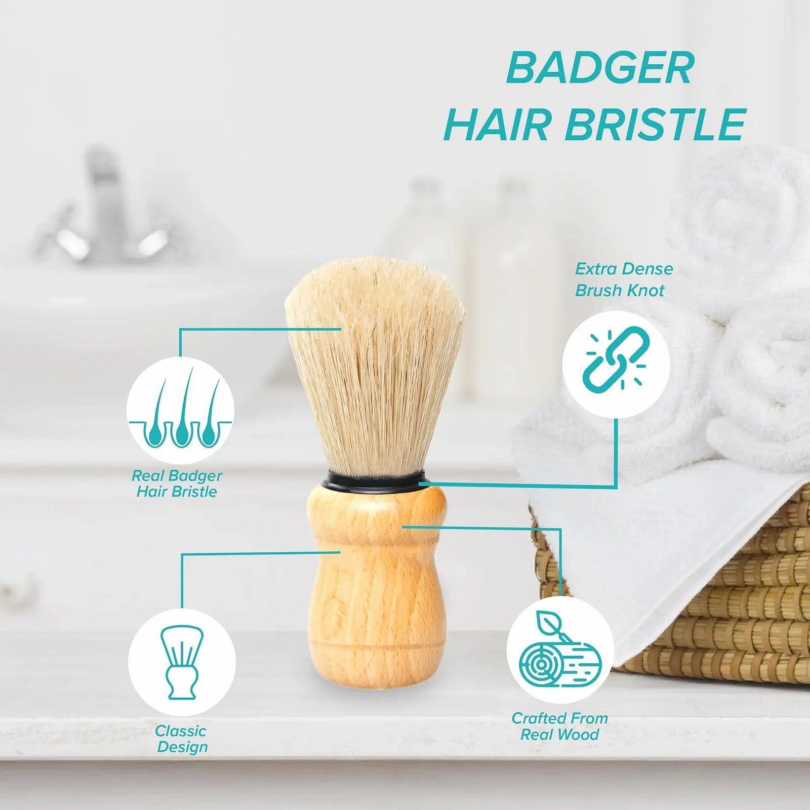Помазок для бритья Badger Friendly Elegant Design Wooden Handle, фото №2 Помазок для бритья Badger Friendly Elegant Design Wooden Handle, фото №2