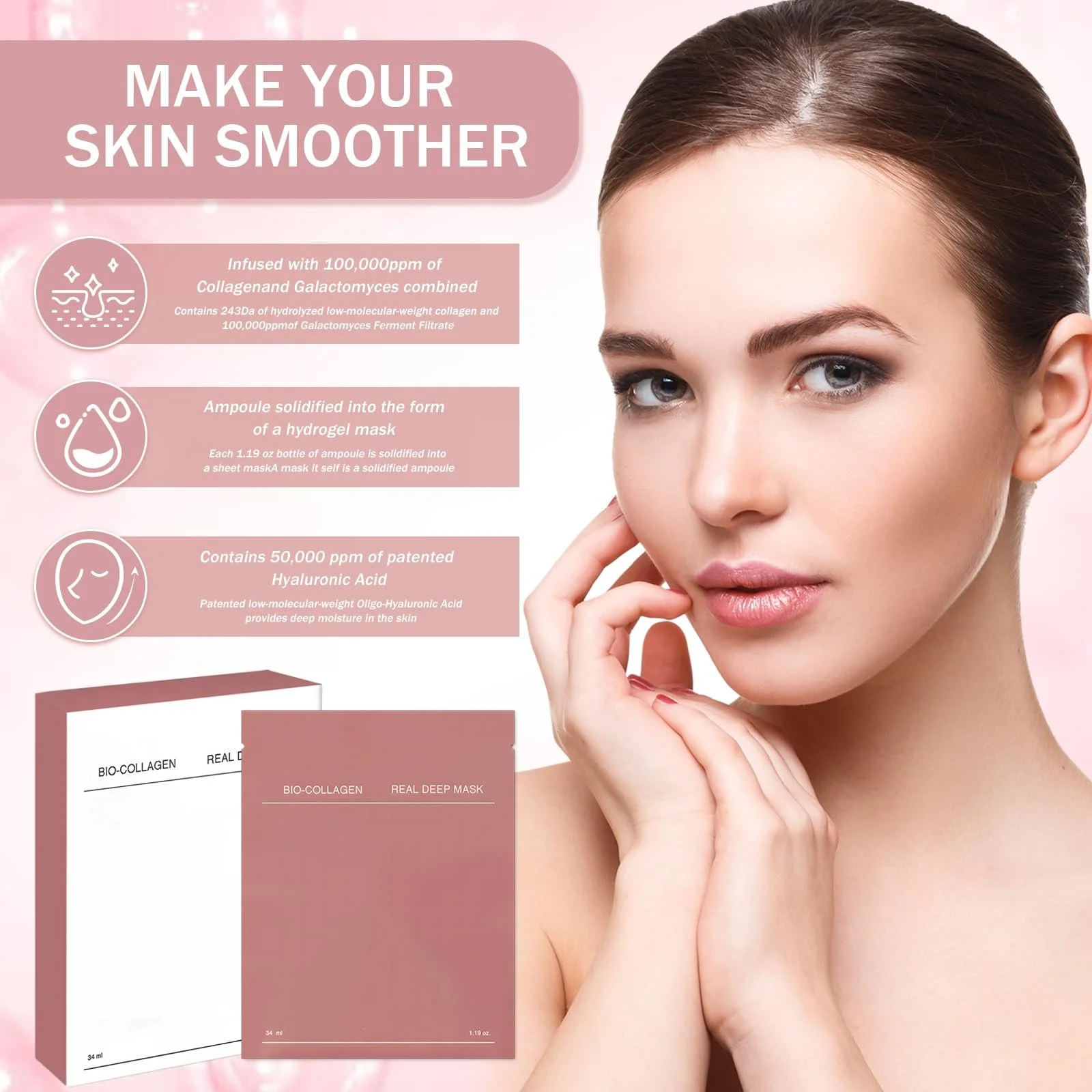 Набір з 10 органічних колагенових масок глибокого зволоження, фото №4