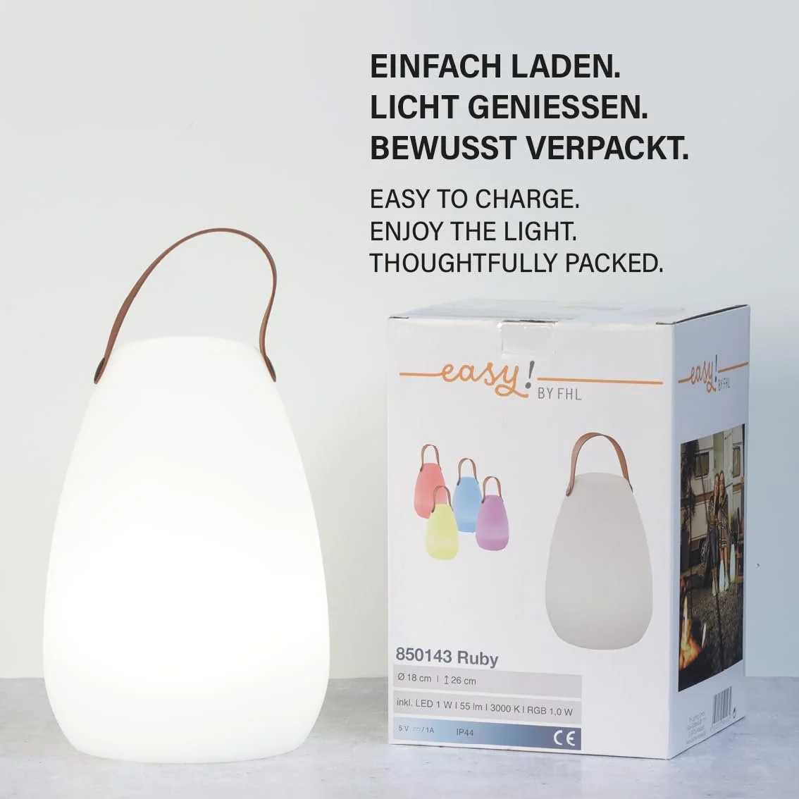 Настільна лампа вулична FHL easy! Ruby 1 x LED 1 Вт + 1 Вт RGB 3000 К 55 лм біла димована пульт дистанційного керування, фото №7