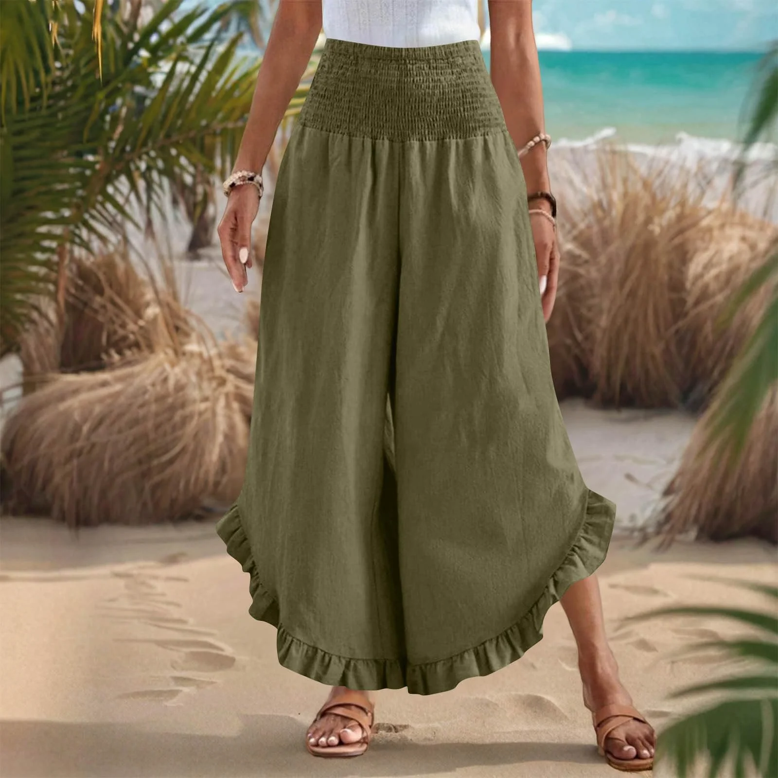 Льняні Штани Komiseup Жіночі Муслінові Висока Талія, фото №2 Льняні Штани Komiseup Жіночі Муслінові Висока Талія, фото №2