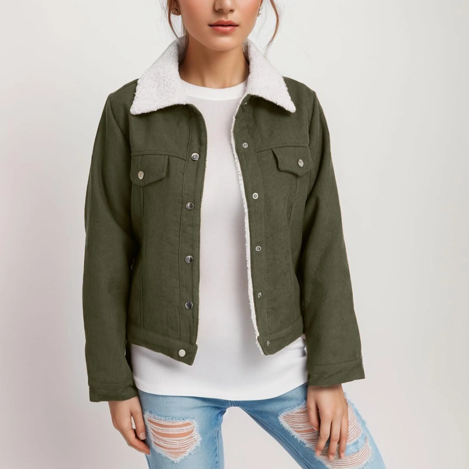 Женская вельветовая куртка Винтажный стиль, короткая, длинные рукава, для зимы, весны и осени, фото №2 Женская вельветовая куртка Винтажный стиль, короткая, длинные рукава, для зимы, весны и осени, фото №2