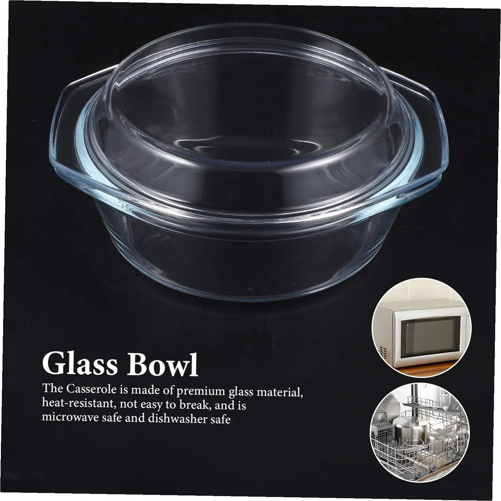 Кастрюля стеклянная NOLITOY для микроволновой печи с плоской крышкой жаропрочная штабелируемая Прозрачный, фото №6