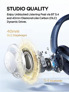Наушники 1MORE SonoFlow Pro Over-Ear Беспроводные LDAC Hi-Res Wireless Audio Активное Шумоподавление 100 часов Воспроизведение Быстрая зарядка 3.5 мм Кабель Bluetooth 5.4 AI Call Noise Cancelling Синие synthetic.ua - Фото 1