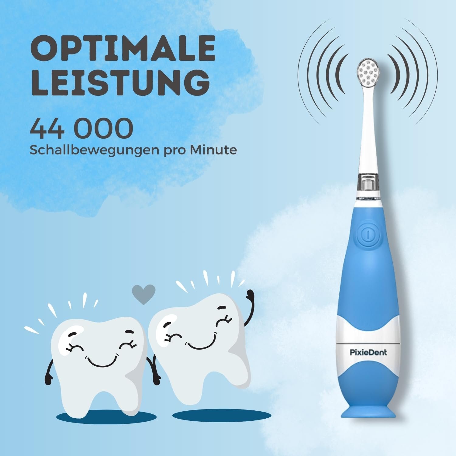 Дитяча електрична звукова зубна щітка PixieDent Таймер LED 0-3 роки Blue Baby, фото №3