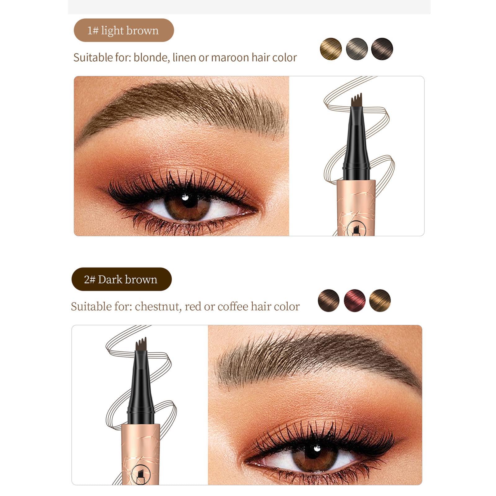 Олівець для брів Wasserdichter 3D з 4 наконечниками кольори змішаний, фото №3